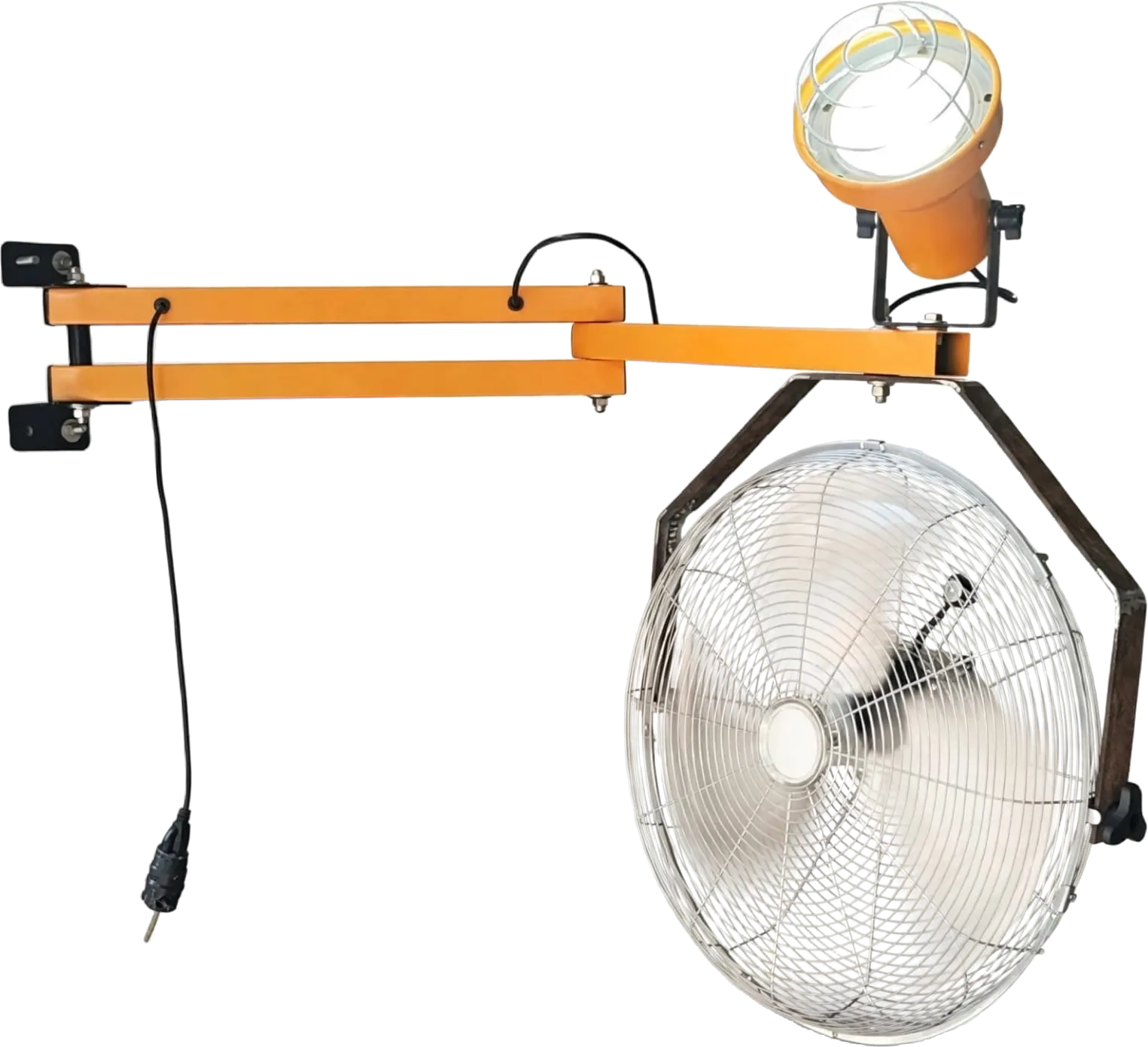 Lámpara de andén Pro-L40-AIR con ventilador industrial de 18” bajo el brazo articulado