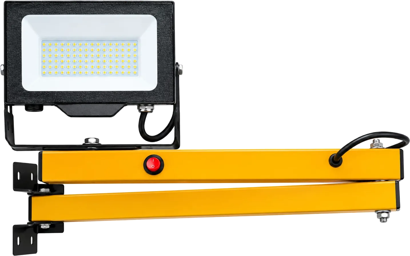 Lámpara de andén Pro-L40-Lite con reflector LED y dos brazos articulados amarillos